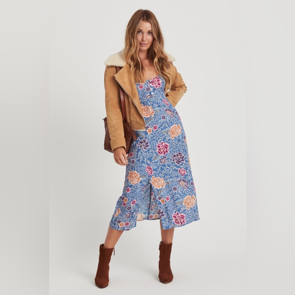 Arnhem Leilani Strappy Slip Dress Floral Reef Blue